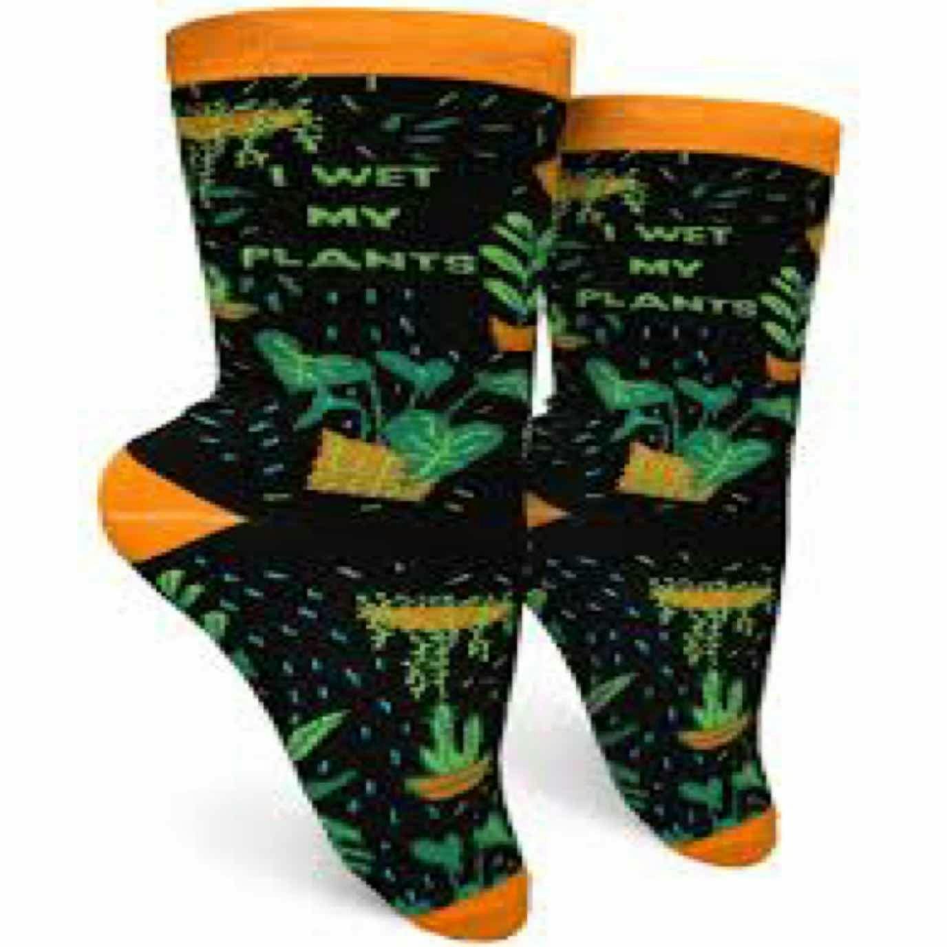 $12 | I Wet My Plants Womens Crew Sock | Groovy Things | 0603