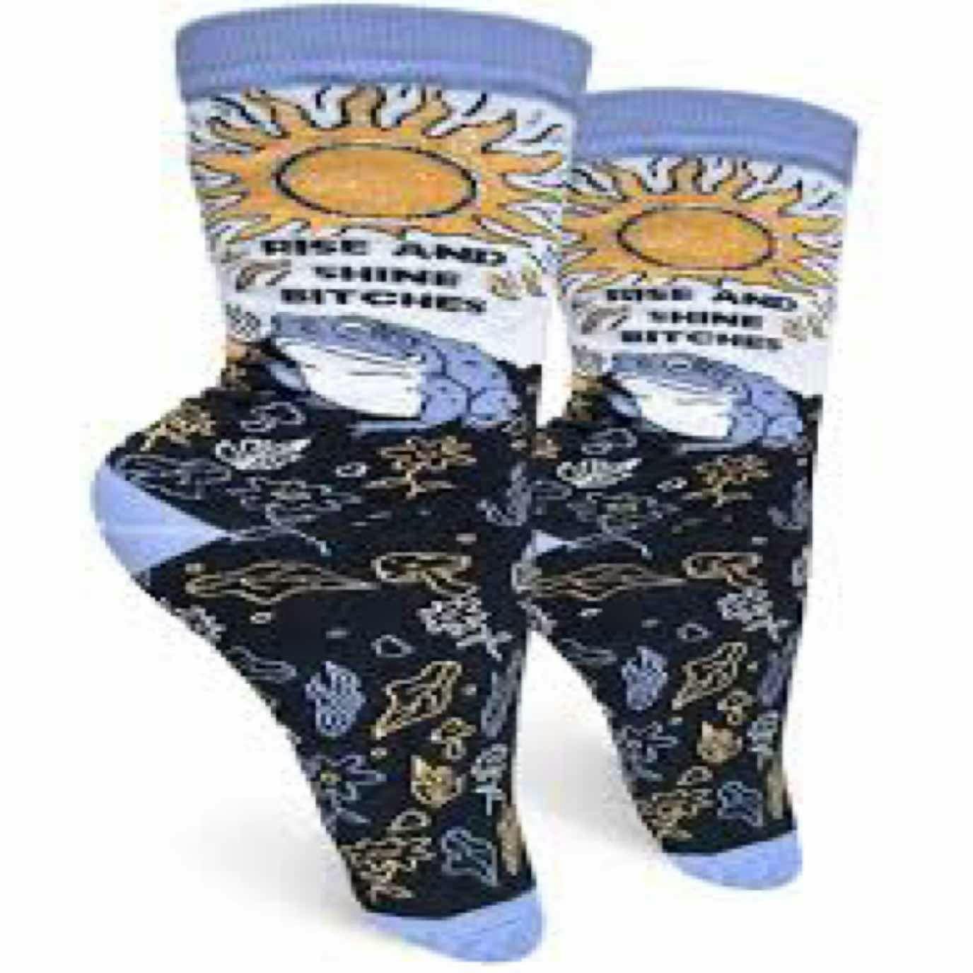 $12 | Rise and Shine Bitches Mens Crew Sock | Groovy Things | 620