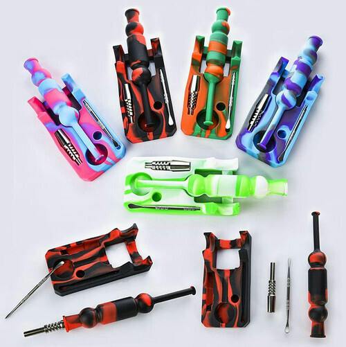 $25 | 14mm Silicone Nectar Collector w/ Dabber Ceramic Tip | AAA Glass Pipes | 724