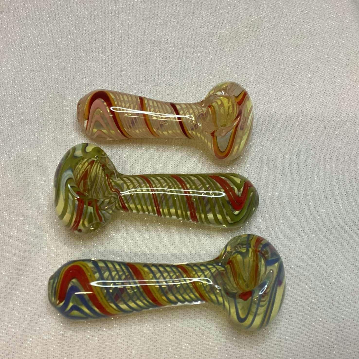 $12 | 4'' Multi Color Swirl Clear Hand Pipe | AAA Glasspipe | 808