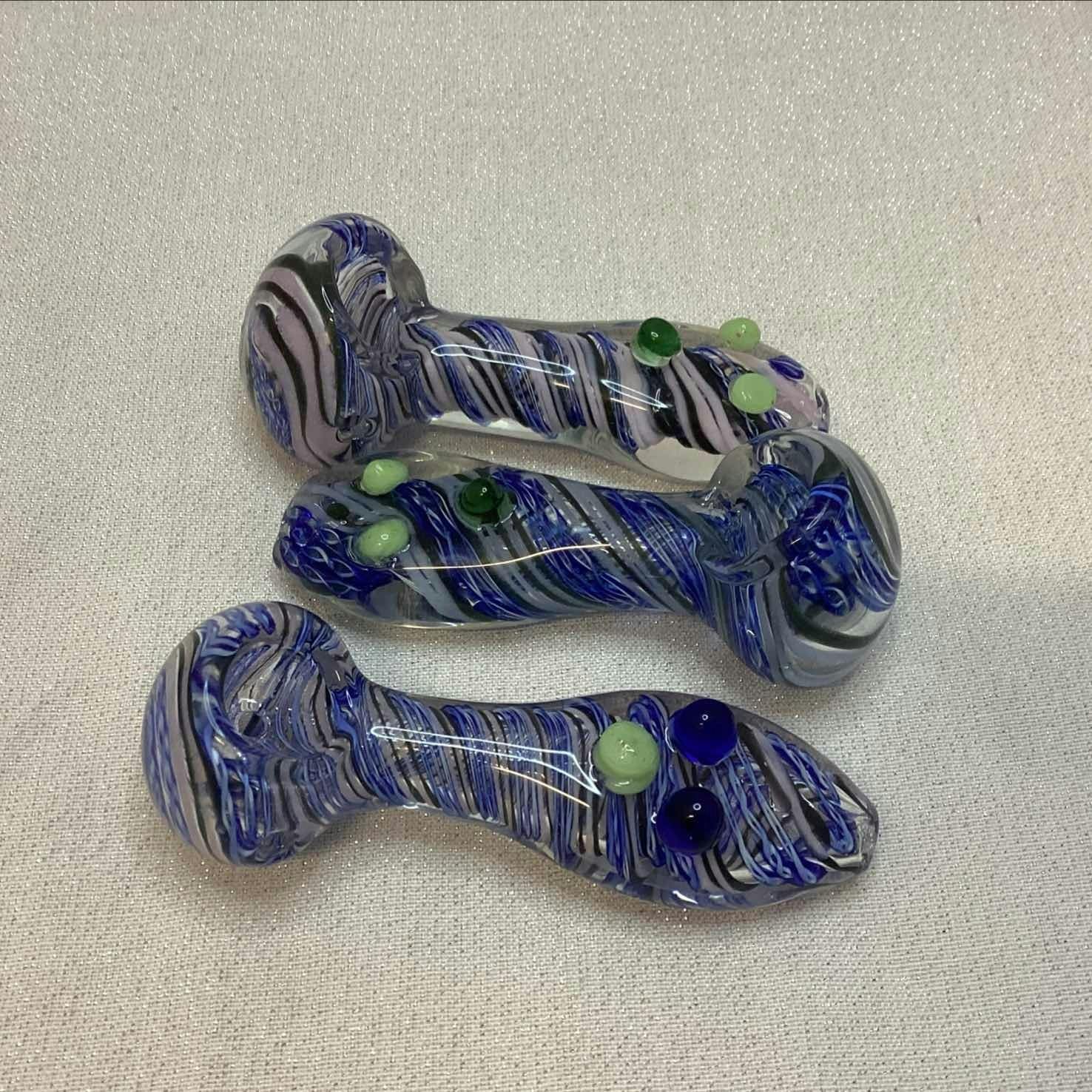 $15 | 3.5'' Multi Blue Swirl Hand Pipe | AAA Glasspipe | 810