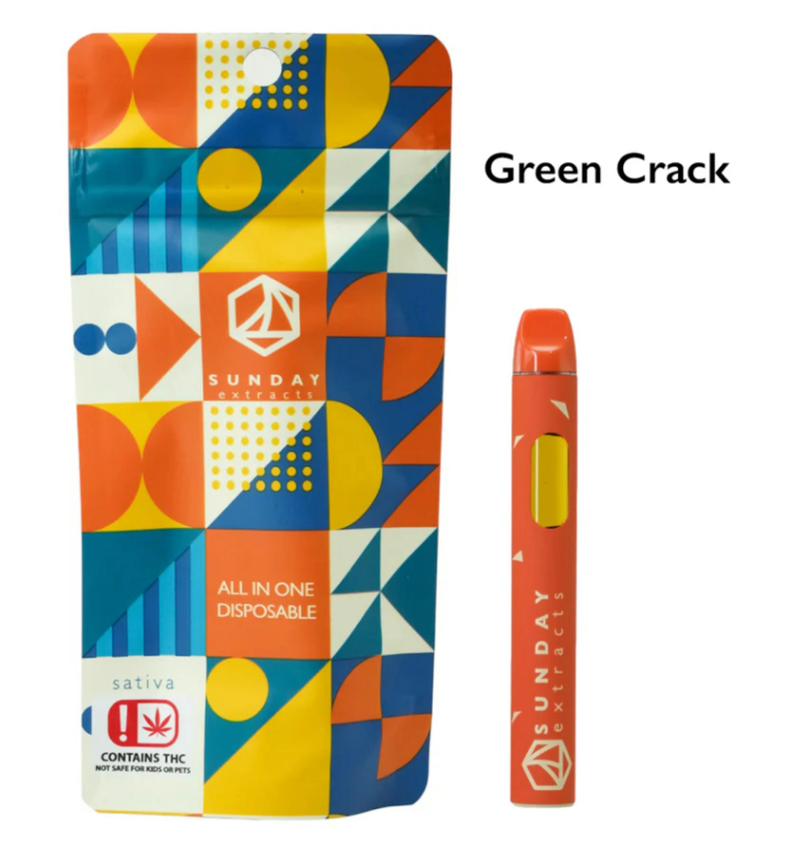 $28 | 2g Live Resin Disposable | Sunday Extracts | Green Crack