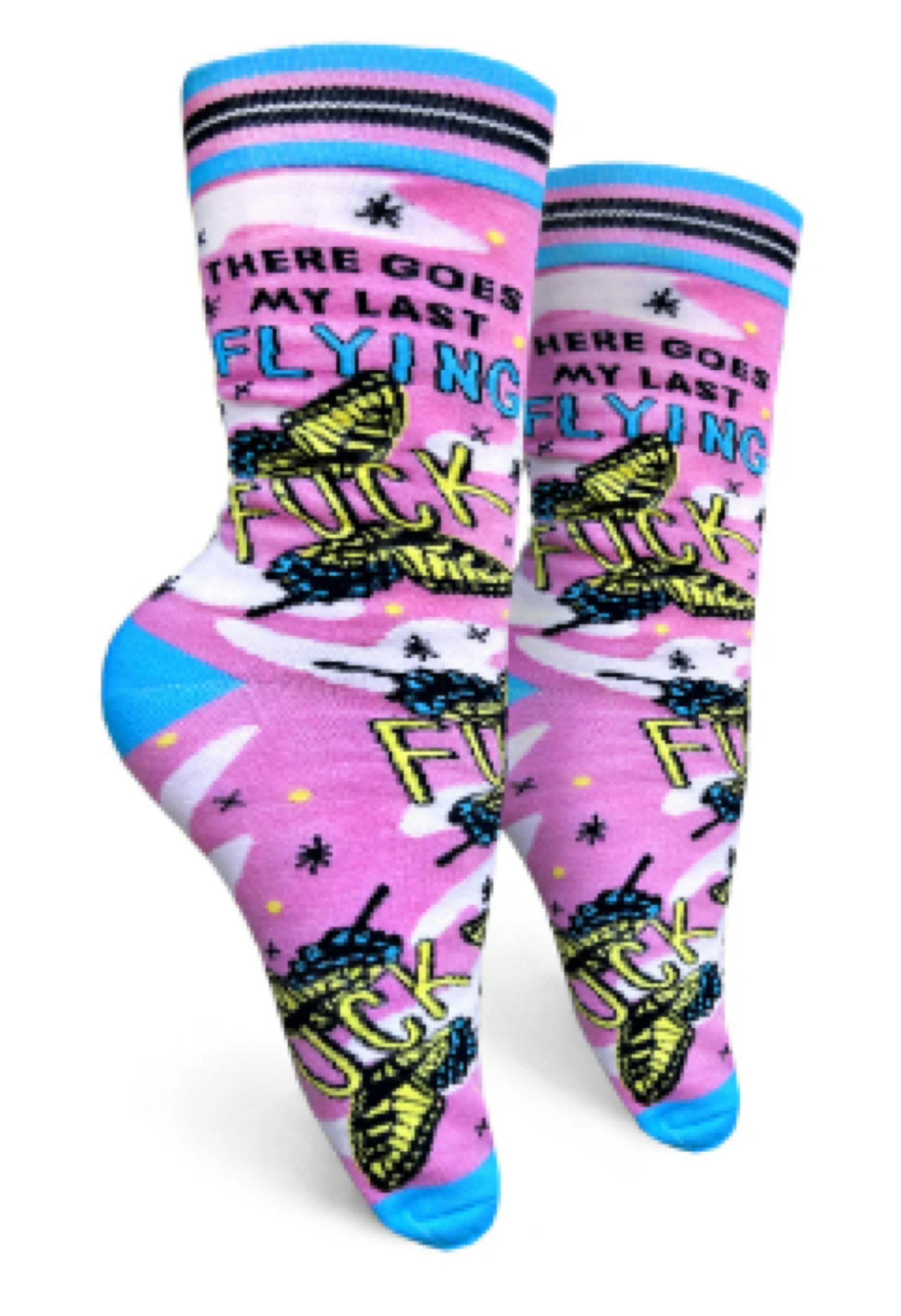 $12 | There Goes My Last Flying Fuck Womens Crew Sock | Groovy Things | 0828