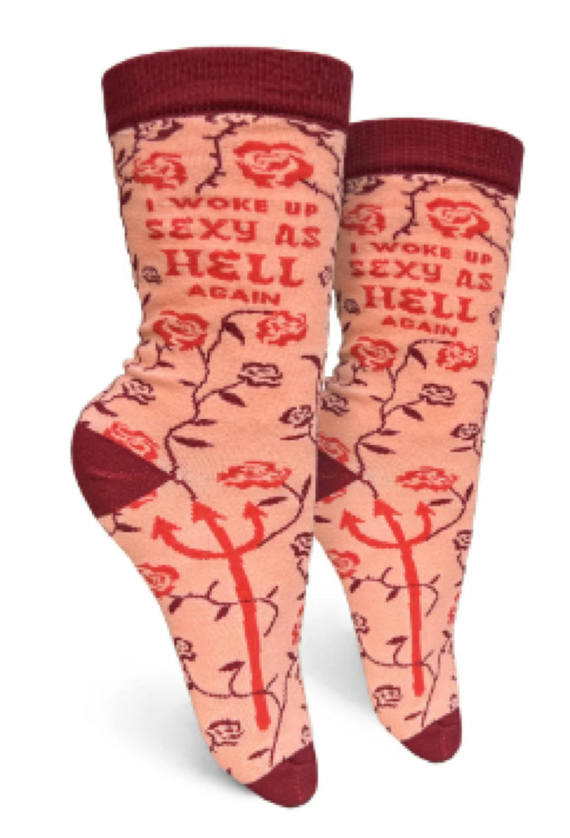 $12 | I Woke Up Sexy as Hell Again Womens Crew Sock | Groovy Things | 0827