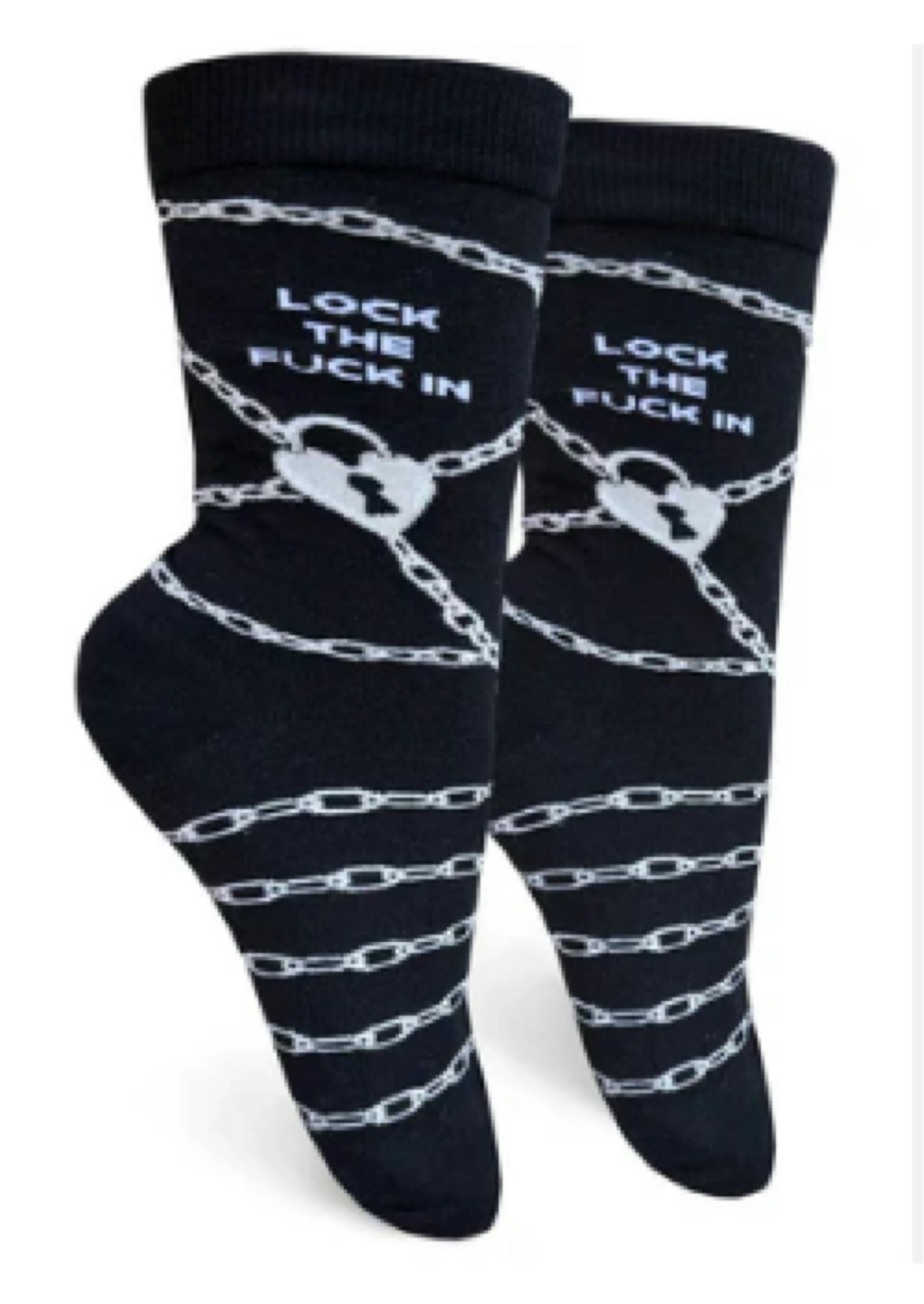 $12 | Lock the Fuck In Womens Crew Sock | Groovy Things | 0827