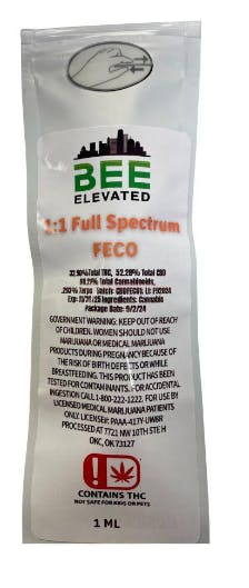 $15 | 1ml 1:1 THC/CBD Full-Spectrum FECO | Bee Elevated |
