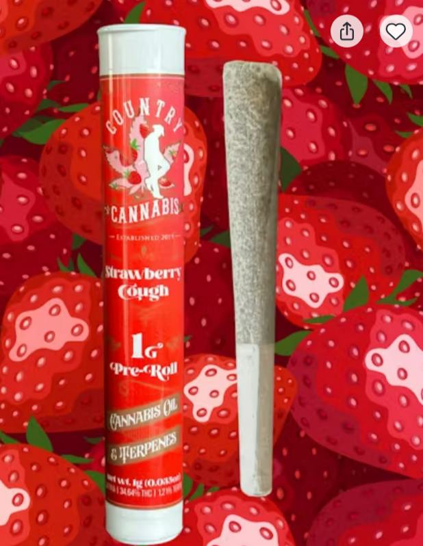 $8 | 1g Infused Preroll | Country Cannabis | Strawberry Cough