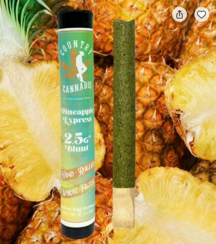 $15 | 2.5g Infused Blunt | Country Cannabis | Pineapple Express