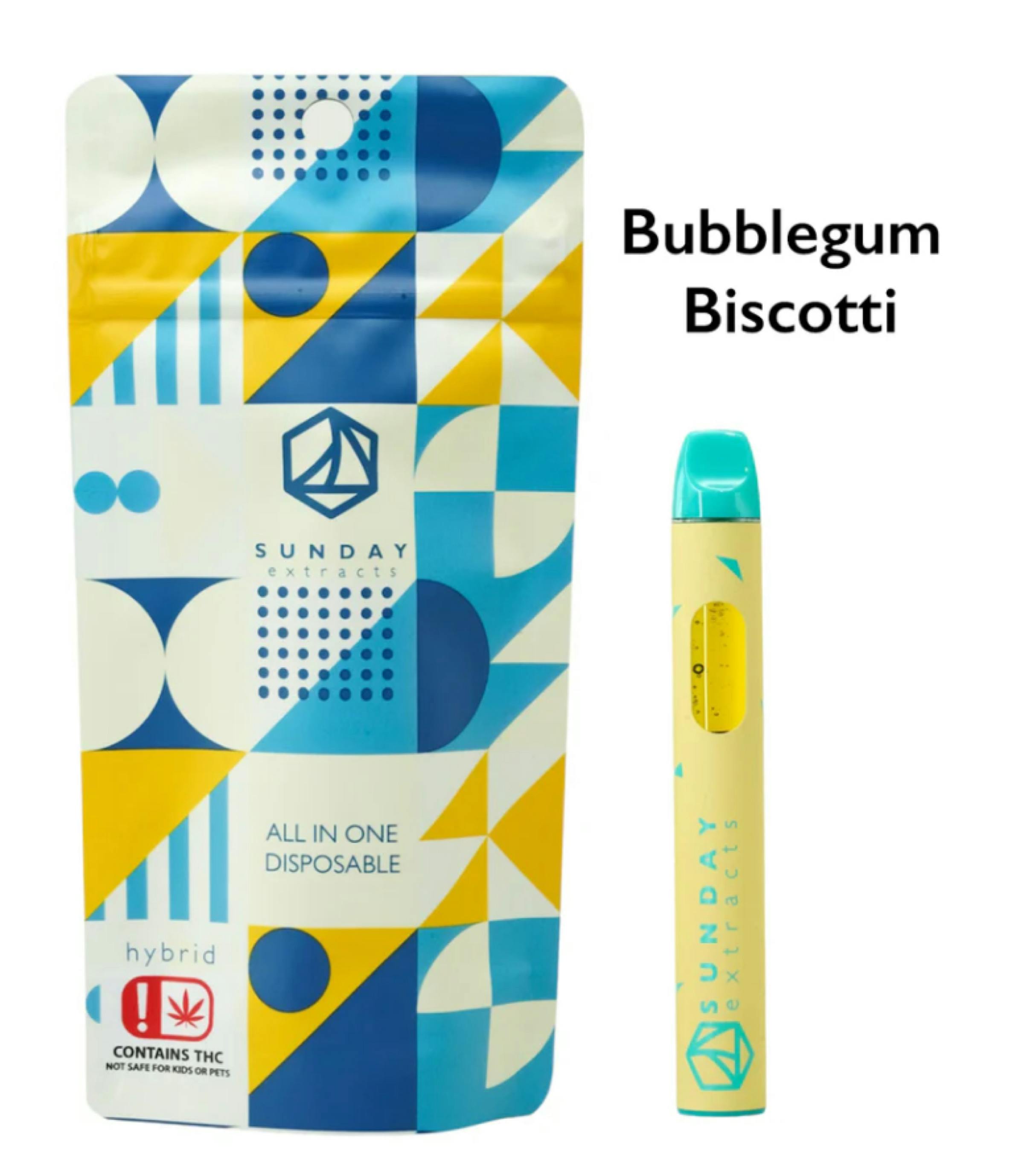 $28 | 2g Live Resin Disposable | Sunday Extracts | Bubblegum Biscotti