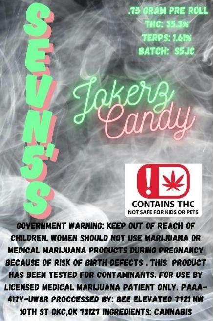 $7 | 1G Infused Flower Sevn5's Pre-roll | Bee Elevated | Jokerz Candy