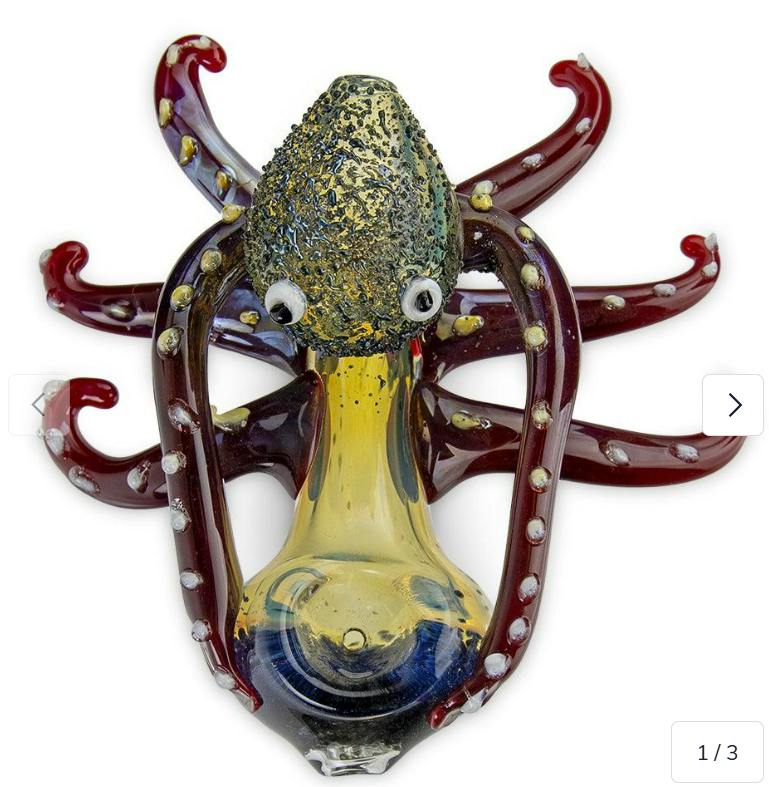 $35 | 5" Gold Fumed Octopus Hand Pipe | Cannatron | 536