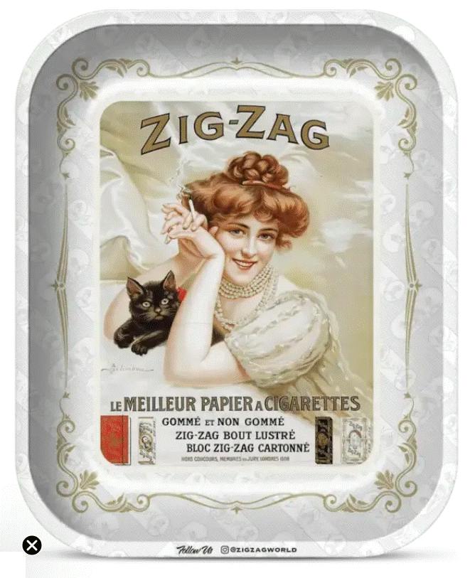 $18 | Large Rolling Tray | Zig Zag | Vintage White Lucinda | 0664