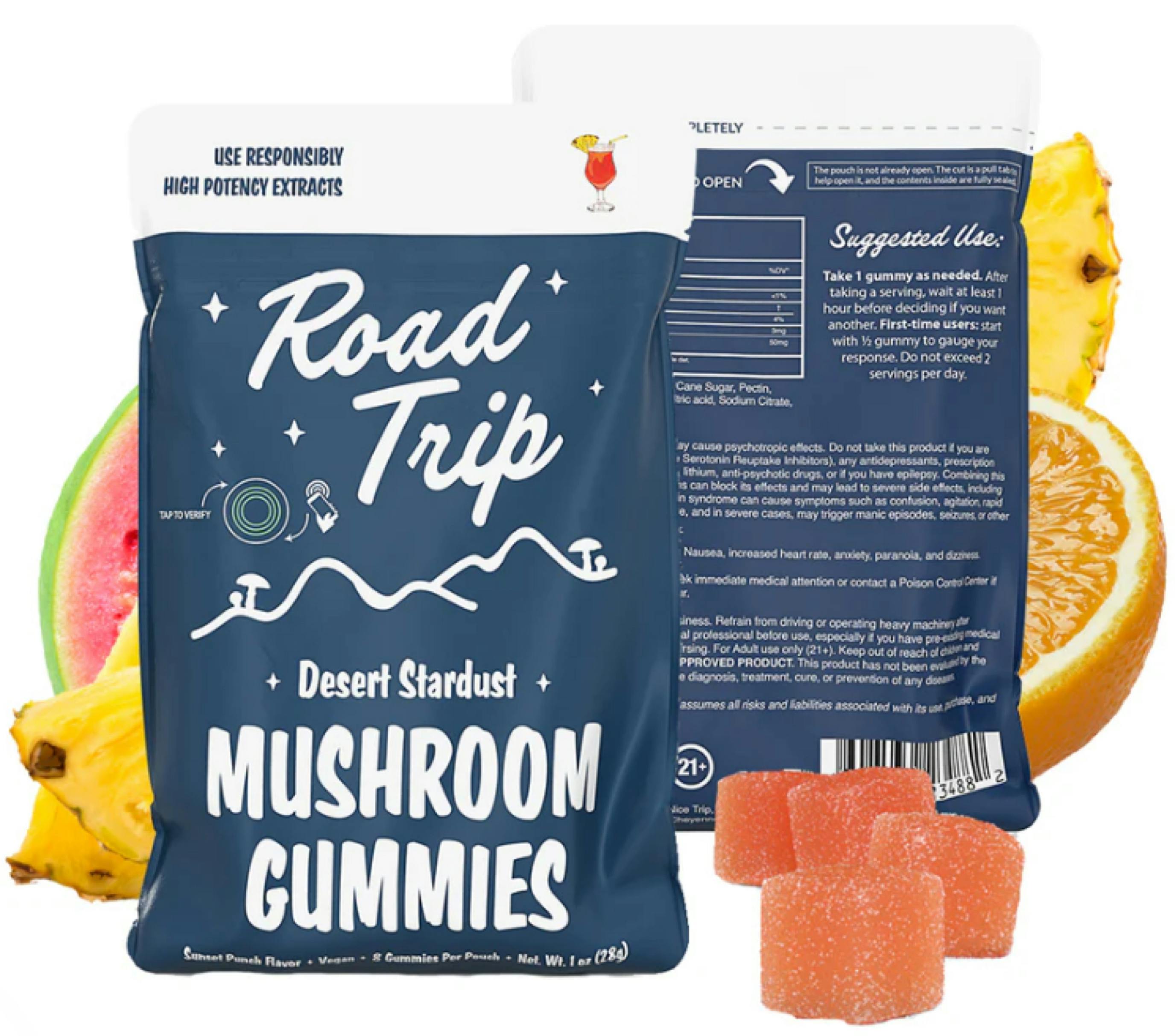 $35 | Road Trip Desert Star Dust Mushroom Gummies | Erth Wellness | Sunset Punch
