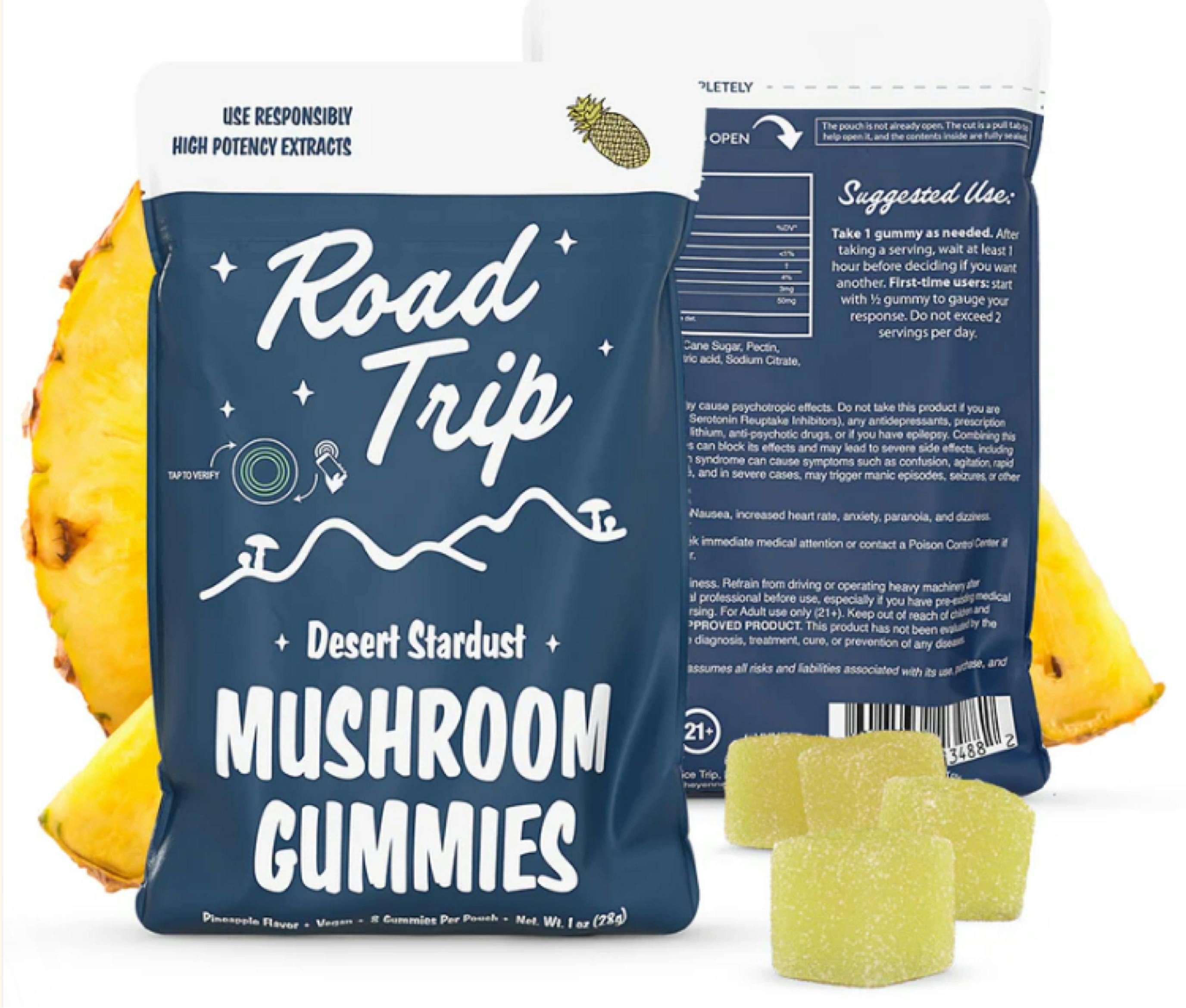 $35 | Road Trip Desert Star Dust Mushroom Gummies | Erth Wellness | Pineapple