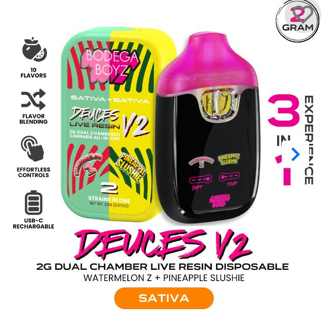 $25 | 2g Deuces Disposable | Bodega Boyz | Watermelon Z & Pineapple Slushie