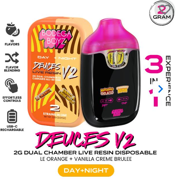 $25 | 2g Deuces Disposable | Bodega Boyz | Le Orange & Vanilla Creme Brulee