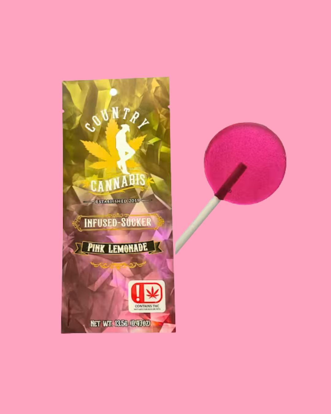 $5 | 100mg Sucker | Country Cannabis | Pink Lemonade