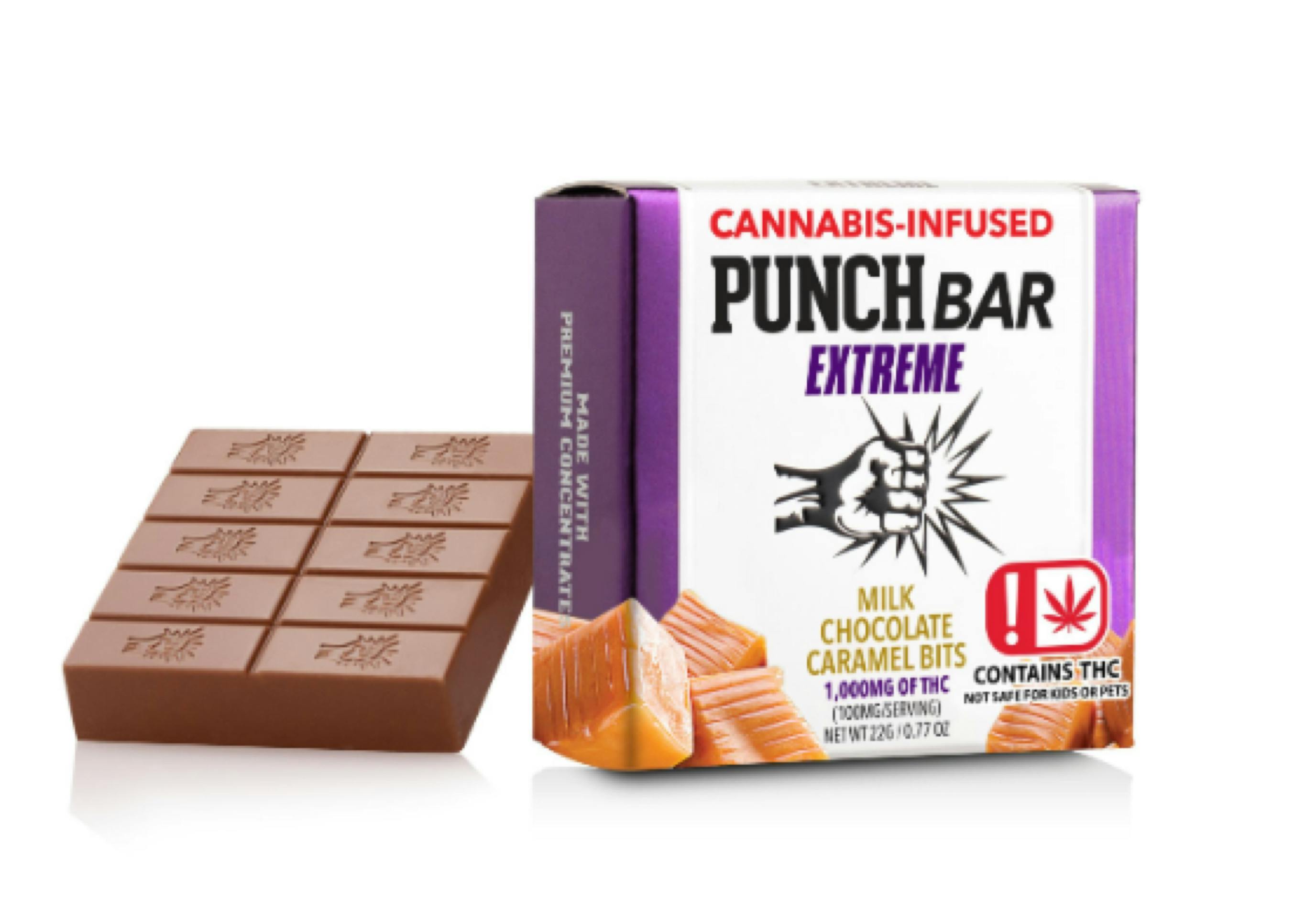 $15 | 1000mg Chocolate Bar | Punch Extracts | Caramel Bits