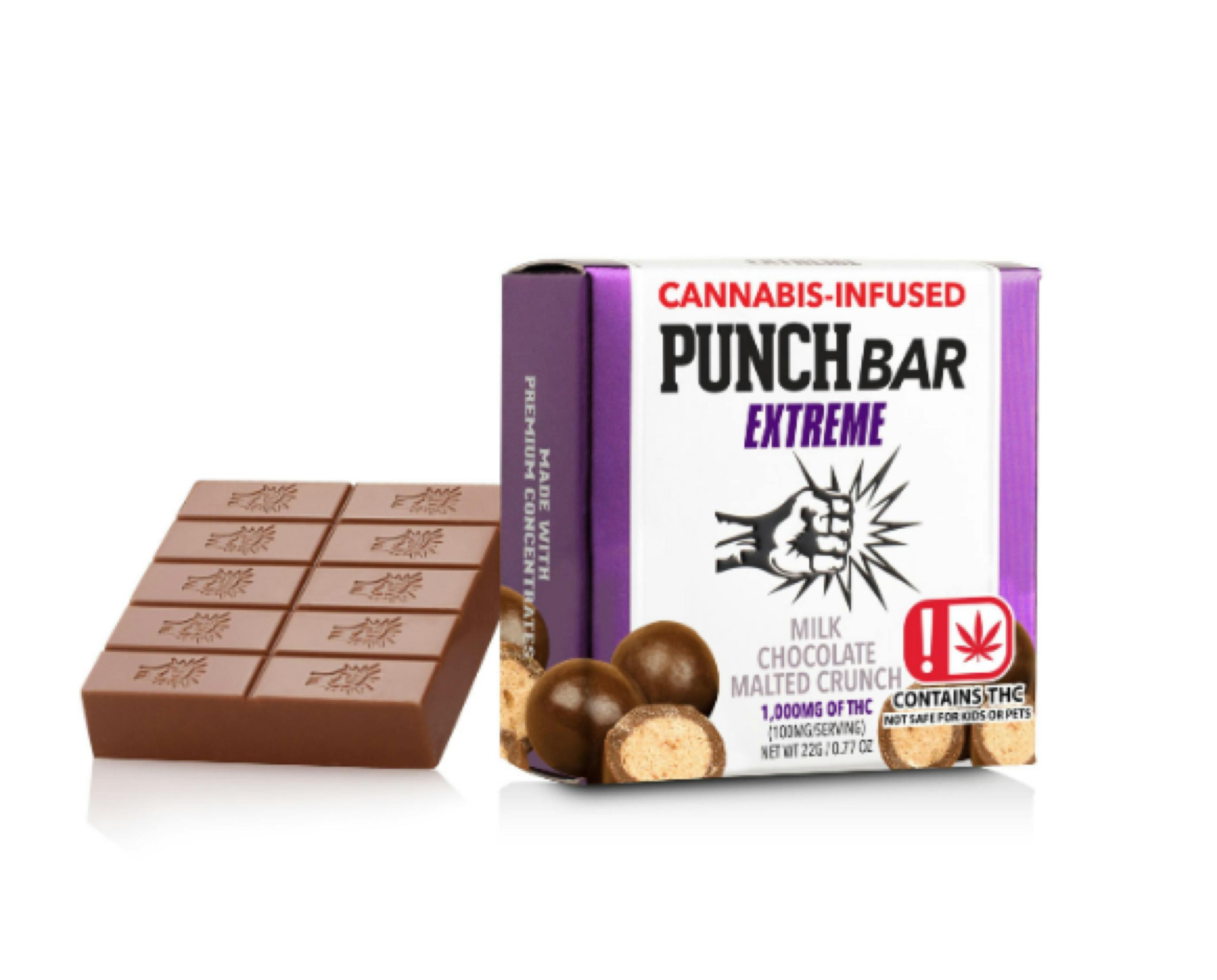 $15 | 1000mg Chocolate Bar | Punch Extracts | Malted Crunch