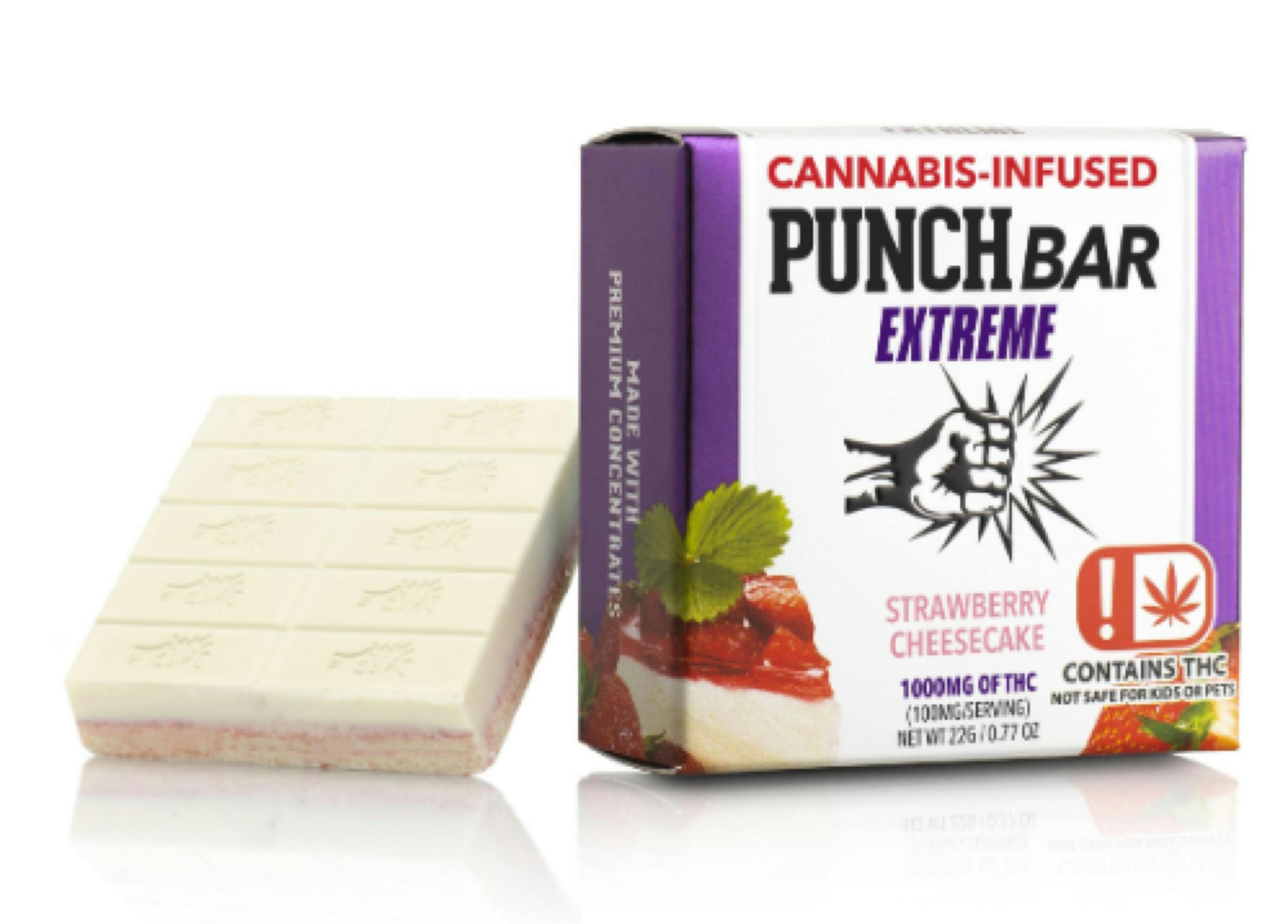 $15 | 1000mg Chocolate Bar | Punch Extracts | Stawberry Cheesecake