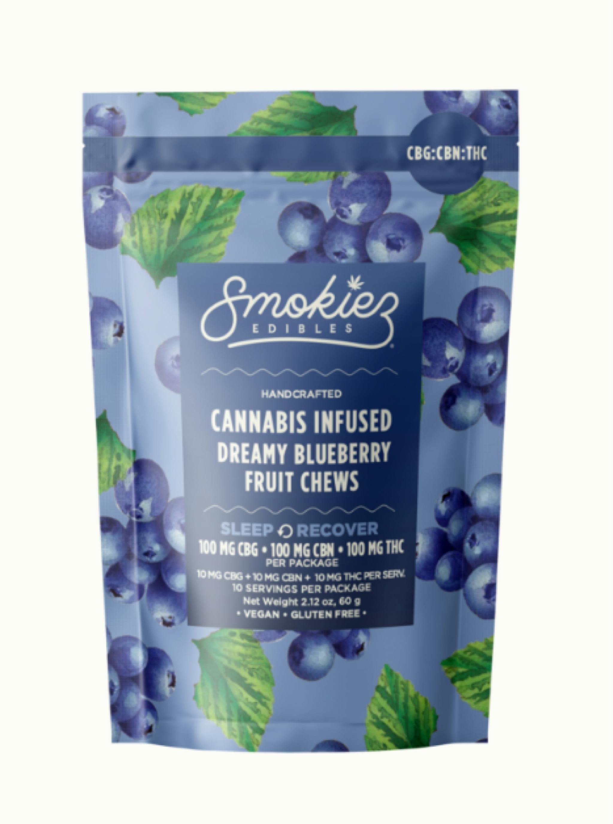 $15 | 100mg Sweet Dreamy Sleep THC/CBD/CBN 1:1:1 | Smokiez | Sweet Blueberry