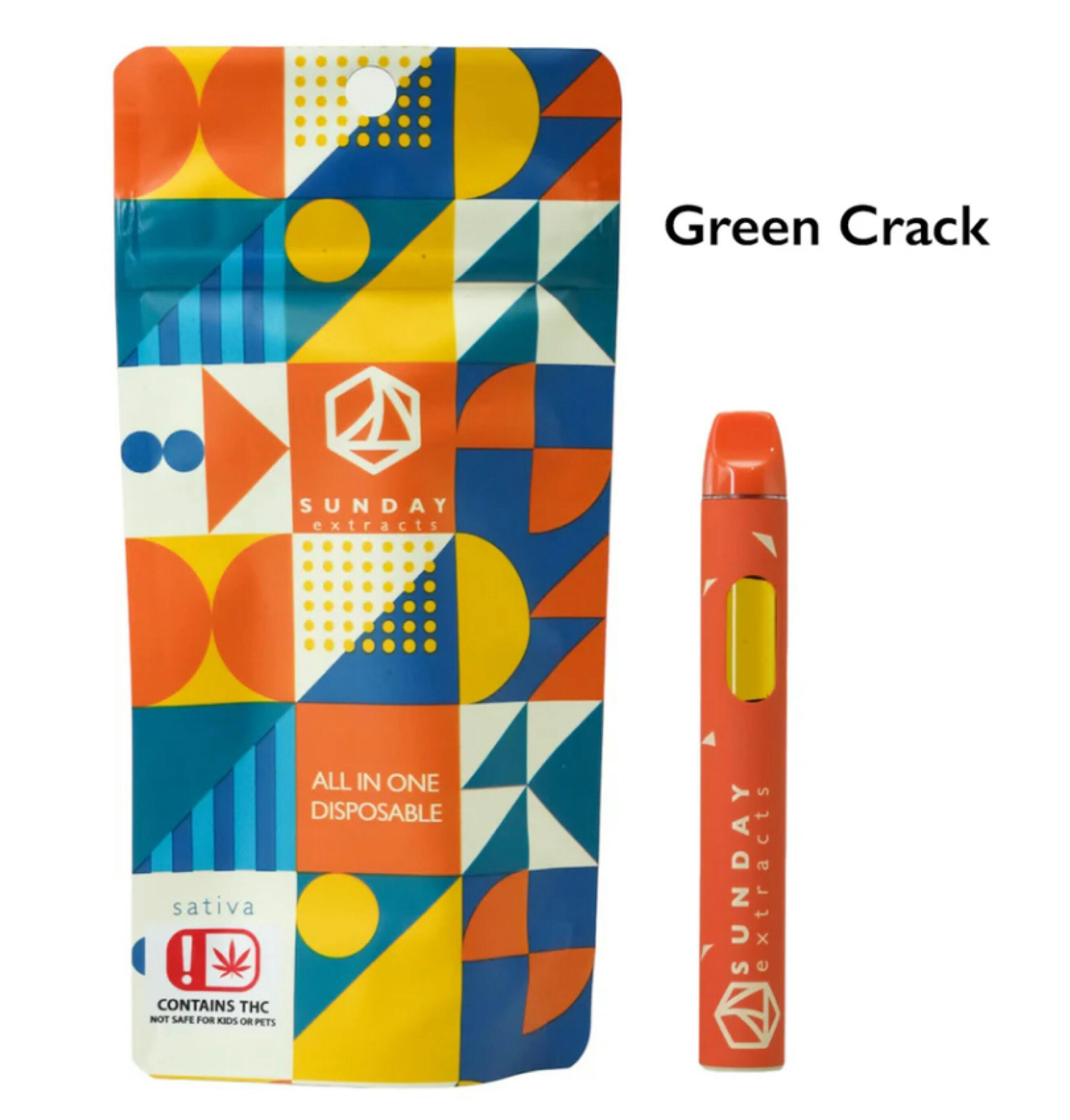 $25 | 2g Disposable | Sunday Extracts | Green Crack