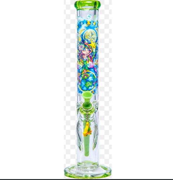 $120 | 15” Influenced Brandz X Linda BIggs Straight Bong | MJ Wholesale | 0901