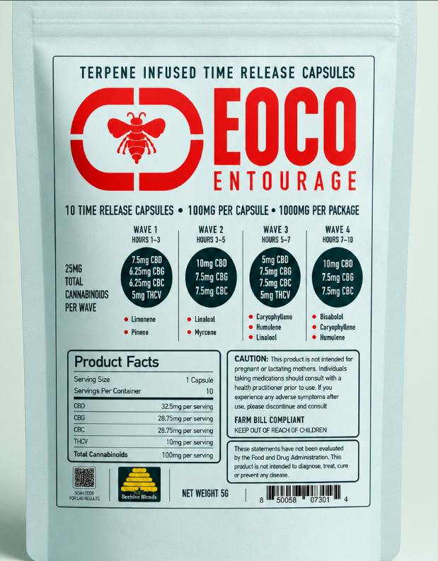 $75 | 3000mg Entourage 30pk Time Release Capsules | Bee Hive Blends |