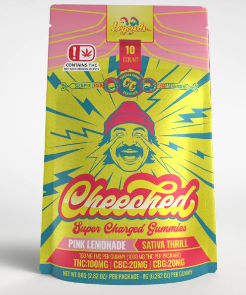 $20 | 1,000mg 5:1:1 THC/CBC/CBG Cheeched Gummies | Tribe | Pink Lemonade