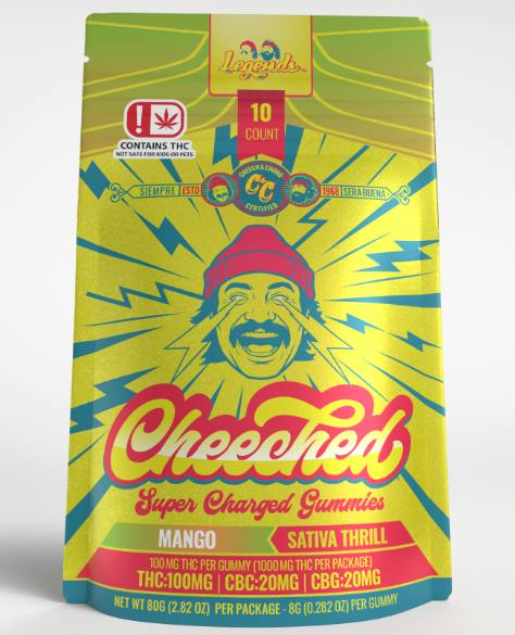 $20 | 1,000mg 5:1:1 THC/CBC/CBG Cheeched Gummies | Tribe | Mango