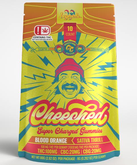 $20 | 1,000mg 5:1:1 THC/CBC/CBG Cheeched Gummies | Tribe | Blood Orange