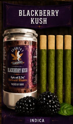 $60 | 5 Pack 2.5g Infused Blunts | Country Cannabis | Blackberry Kush