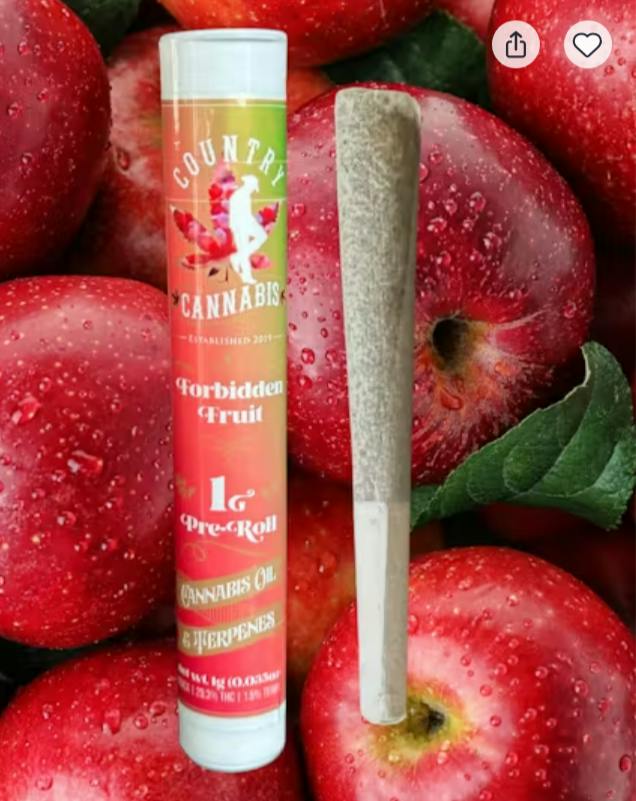 $8 | 1g Infused Preroll | Country Cannabis | Forbidden Fruit