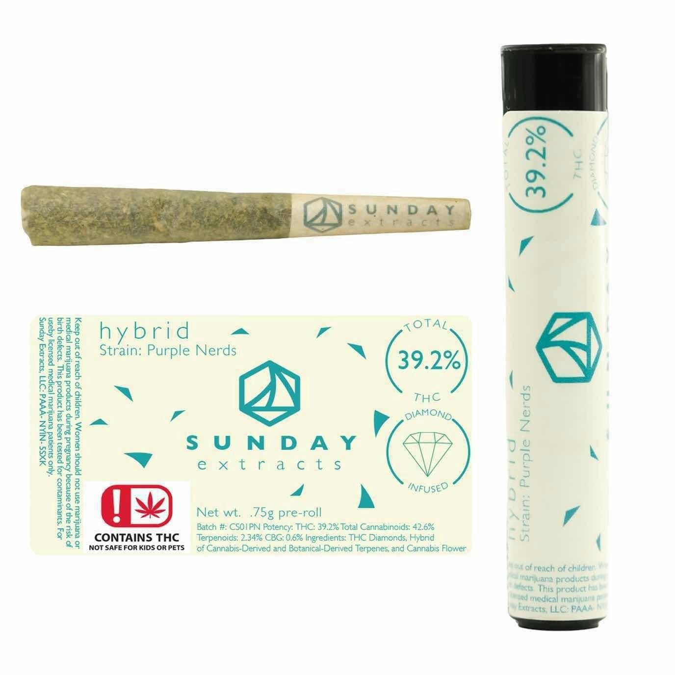 $4 | .75g Diamond Infused Pre-Roll | Sunday Extracts | Now N Later