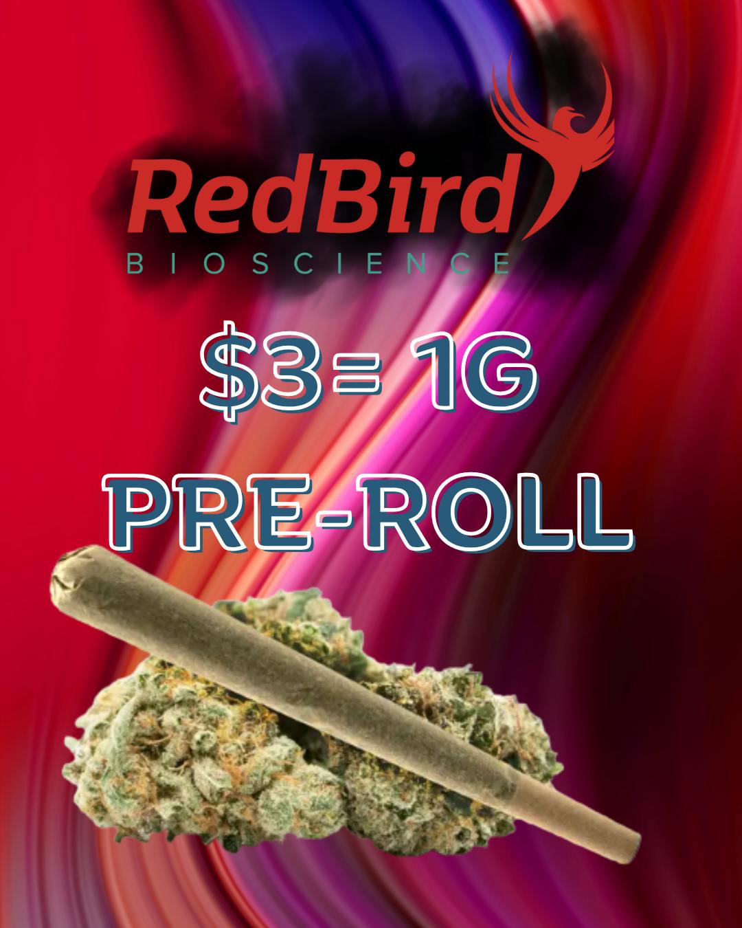 $3 | 1g Pre-Roll | RedBird Bioscience | Super Boof