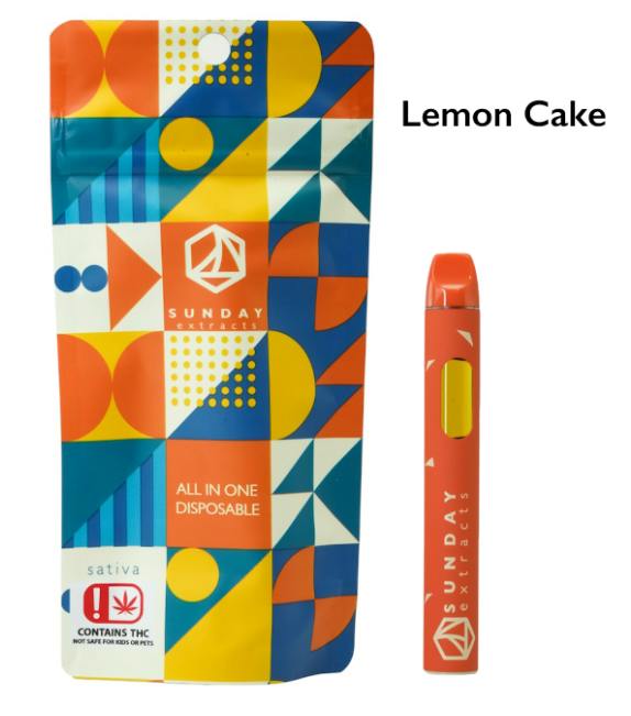 $28 | 2g Live Resin Disposable | Sunday Extracts | Lemon Cake