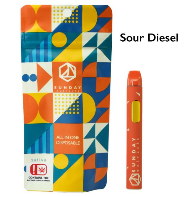 $28 | 2g Live Resin Disposable | Sunday Extracts | Sour Diesel