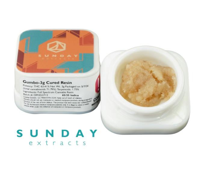 $25 | 3g Cured Resin Wax | Sunday Extracts | Gumbo