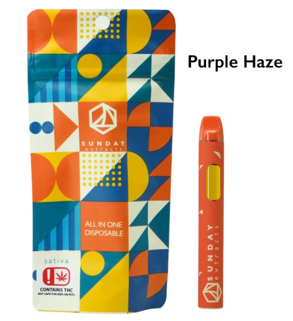 $28 | 2g Live Resin Disposable | Sunday Extracts | Purple Haze