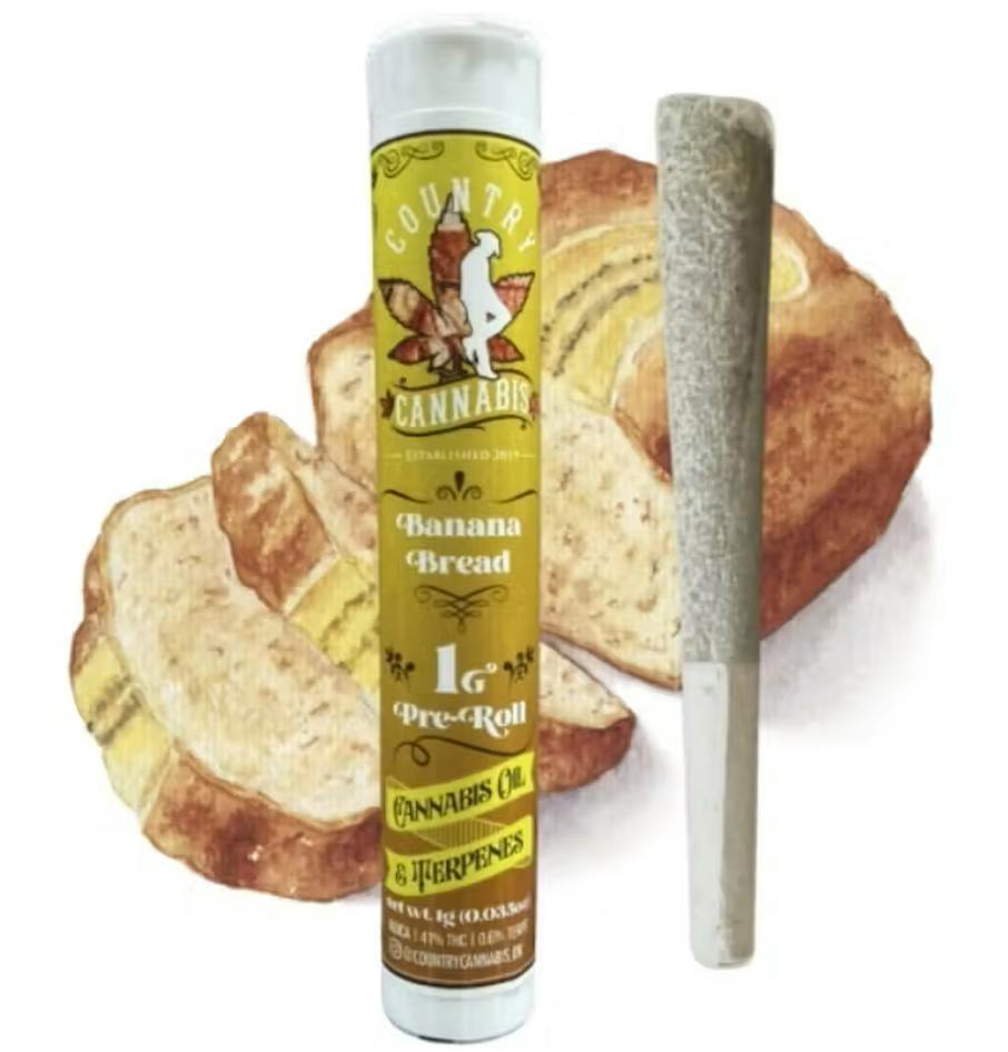 $8 | 1g Infused Preroll | Country Cannabis | Banana Bread
