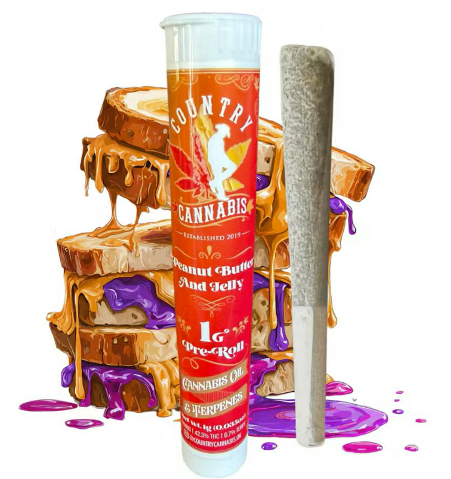 $8 | 1g Infused Preroll | Country Cannabis | Peanutbutter & Jelly