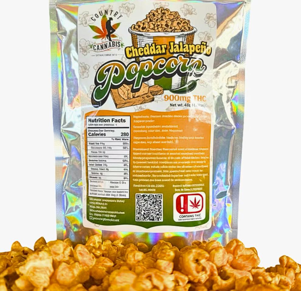 $15 | 900mg Cheddar Jalapeno Popcorn | Country Cannabis |