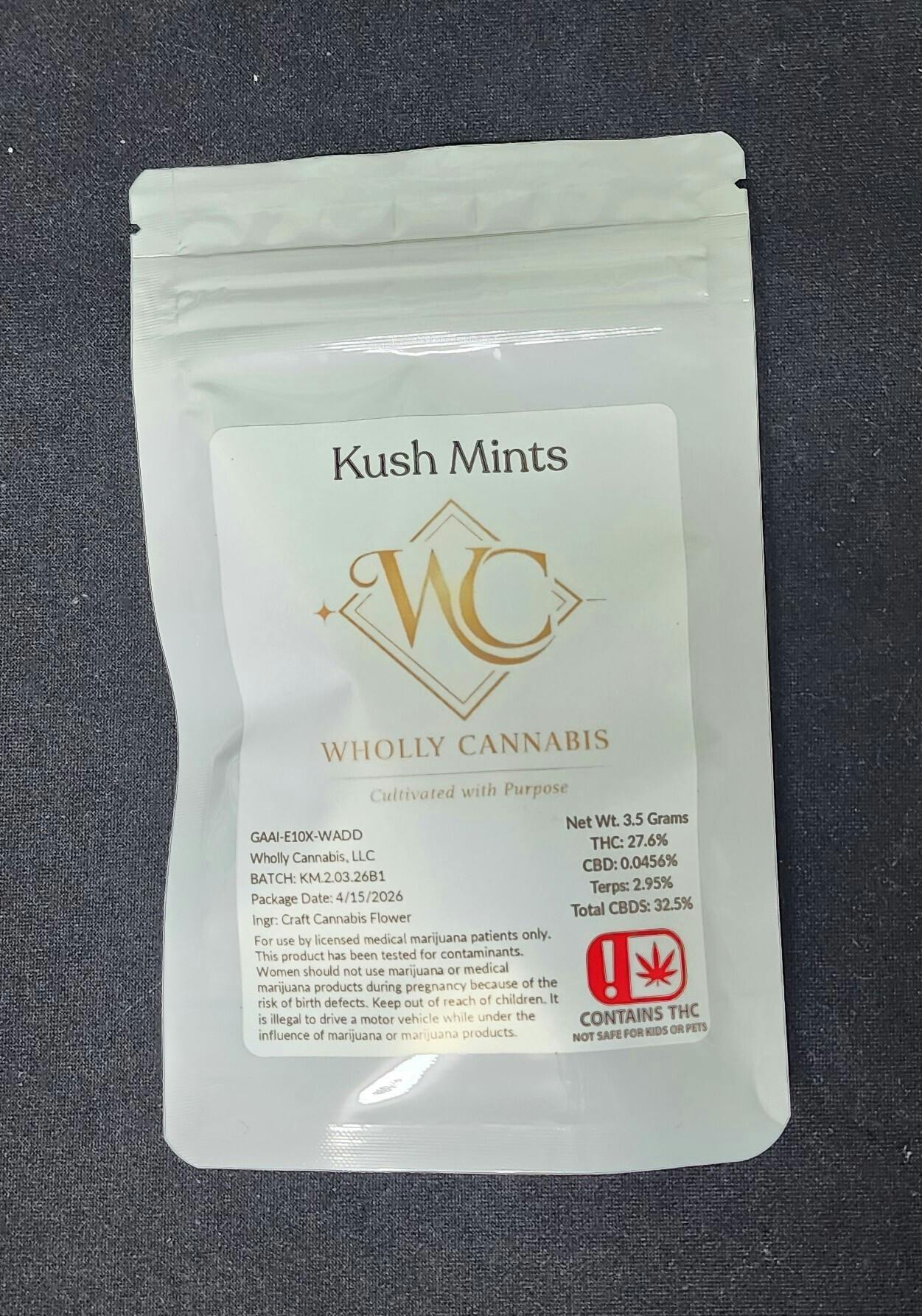 Kush Mintz | $20 Eighth Flower | Wholly cannabis | B#KM2.03.26.B1