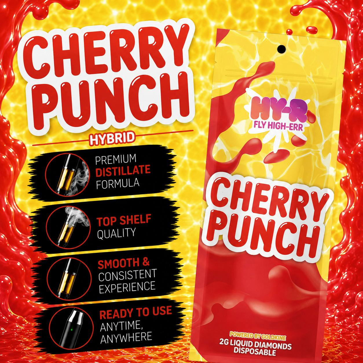 HY-R | Cherry Punch | 2G | Disposable Vape | REC cannabis product