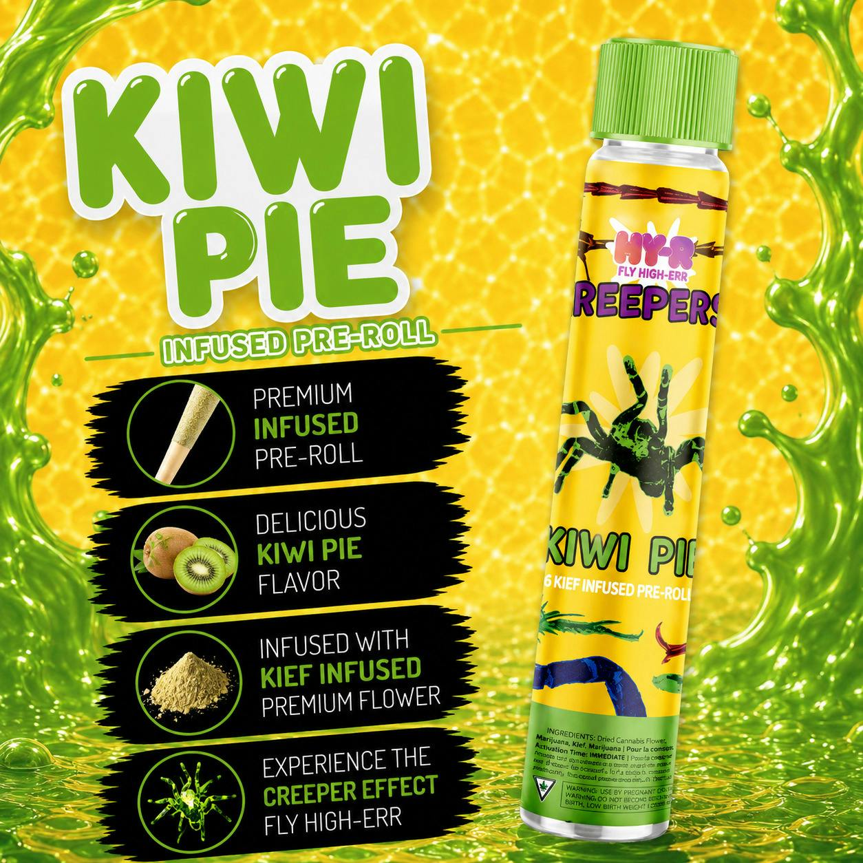 Hy-R Creepers 1G Infused Pre Roll | Kiwi Pie by Goldkine