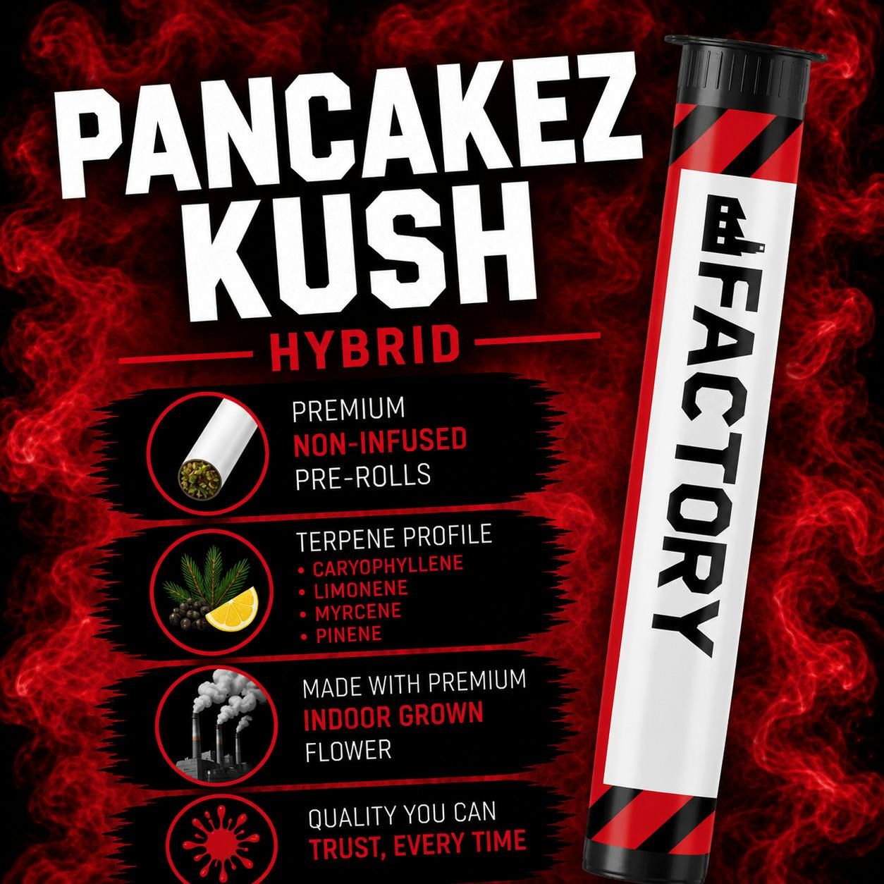 Factory | Pancakez Kush | Hybrid | 1G | Pre-Roll | REC at The H.U.B.