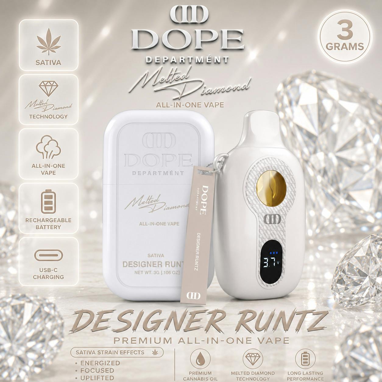 Dope Department | Designer Runtz | 3G Melted Diamonds Disposable by Dope Department