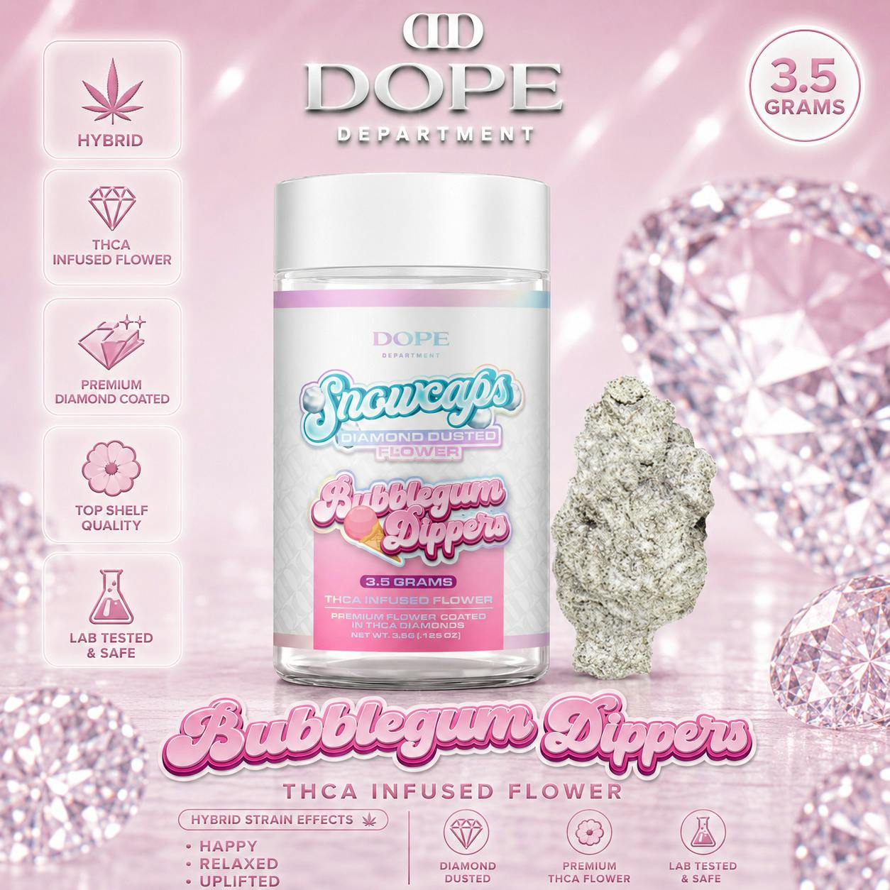 Dope | Snowcaps | Bubblegum Dippers | Infused Flower | 3.5g by Dope Department