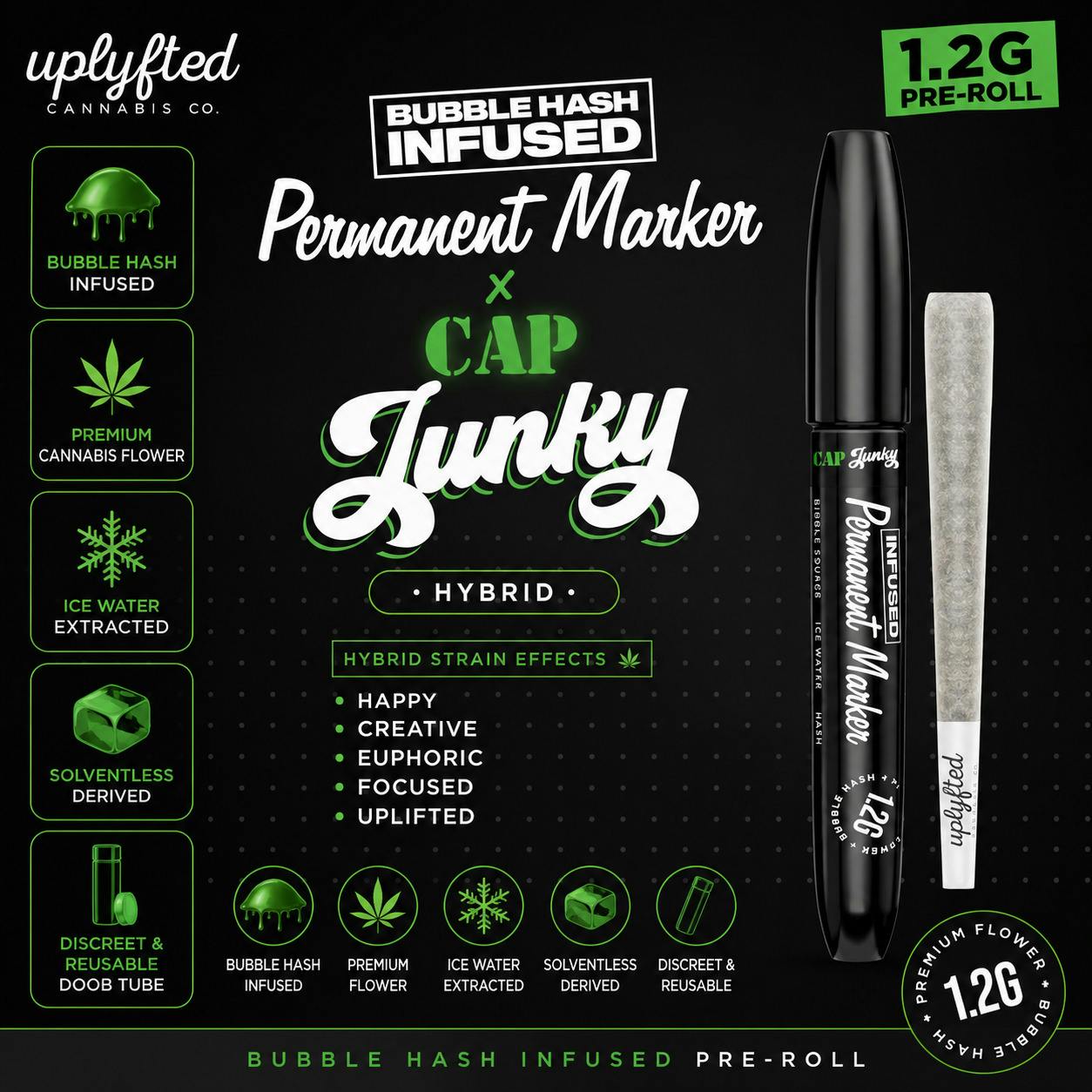 Permanent Marker x Cap Junky | Bubble-Hash Infused Joint | 1.2g by Uplyfted Cannabis Co