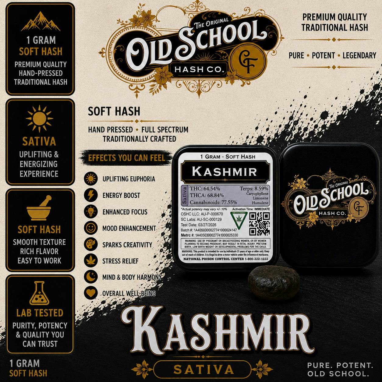 Old School Hash Co. | Kashmir | Sativa | Soft Hash | REC